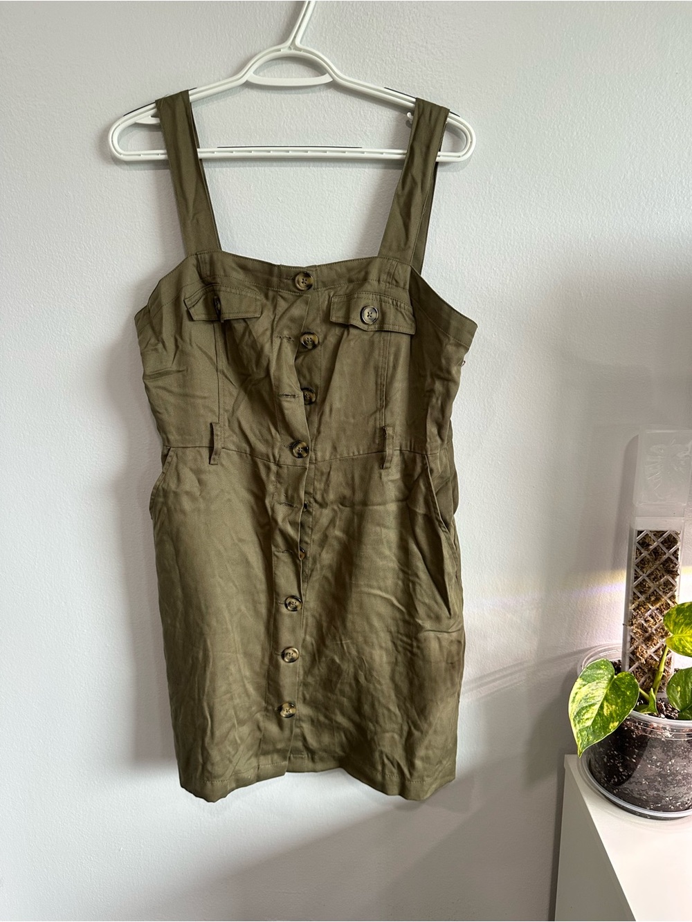 Forever 21 Olive Green Button-Front Dress